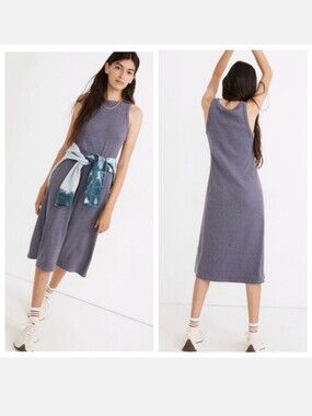 Madewell Westville Ribbed Midi Tank Dress Size Medium Dusty Orchid